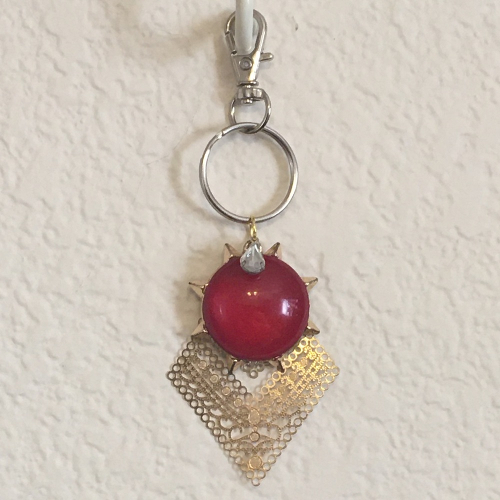 Vintage repurpose salvaged estate gem keychain